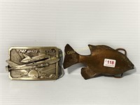 Space shuttle and brass fish belt buckles