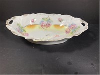 Large oval rose decorated bowl