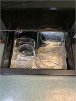 Six clear glass baking dishes