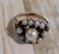 10K CLUSTER PEARL RING SZ. 6