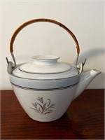 Vintage Noritake "Bluebell" Pattern Teapot Wicker