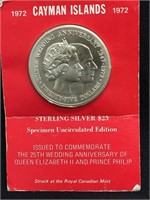 1972 Cayman Islands $25 Sterling Silver