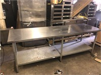 96" Worktop Table Stainless Top Galvanized Bottom