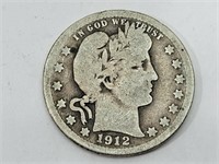 1912 Barber Quarter 90% Silver
