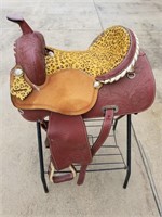 15" Leopard Print Barrel Horse Saddle