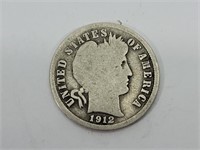 1912 Barber Dime 90% Silver