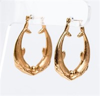 Jewelry 14kt Yellow Gold Dolphin Hoop Earrings