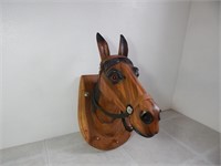Large Carved Wood Horse Head Coat Rack Plaque