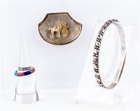 Jewelry Sterling Silver Bracelet, Brooch & Ring