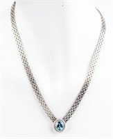 Jewelry Sterling Silver Blue Topaz Necklace