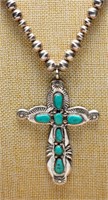Zuni Horace Iule Cross & Bead Necklace 60g