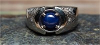 14k Men's Ring with Blue Star Sapphire Sz. 10/7.6g