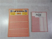 Vintage Cocoa Cola Punch Board & Jackpot