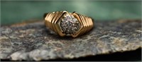 14k & Diamond Women's Deco Style Ring - 2.856g