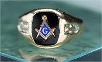 10k Gold Masonic Men's Ring  - 5.13g