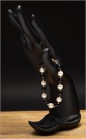Onyx, Pearl & 14k GP Bracelet