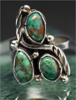 925 Navajo Green Turquoise Ring - 12.3g