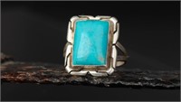 Sterling Silver Navajo Turquoise Ring, 3.93g Size7
