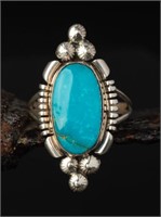 Sterling Silver Turquoise Navajo Ring, 4.79g Size7