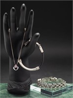 Sterling Bracelets & Necklace w/ Pendant (2)
