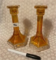 PAIR CARNIVAL CANDLE HOLDERS