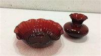 2 Pieces of Cranberry Colored Glass K15B