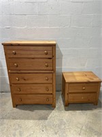 Pine Wood Dresser and Side Table M8A