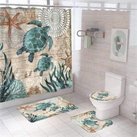 Sea Turtle Shower Curtain Set for Bathroom