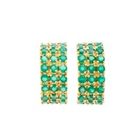 18K Gold Plated Green Agate Designer Earrings SJC