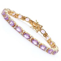 18K Gold Plated Amethsyt & Diamonds Bracelet JC