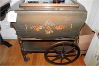 Tea cart with leaves