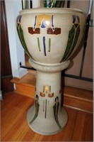 Rare Roseville Mostique Jardiniere with base
