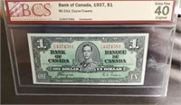 1937 - Bank of Canada $1 Dollar - Almost UNC,