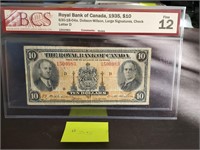 Very RARE - 1935 Royal Bank of Canada $10 Dollar,