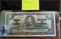 1937 - Bank of Canada $1 Dollar - Very Fine/Extra