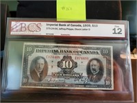 RARE - 1939 Imperial Bank of Canada $10 Dollar,