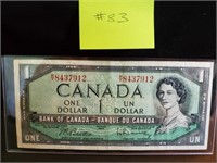 1954 - Bank of Canada $1 Dollar - Very Fine,