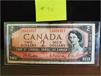 1954 - Bank of Canada $2 Dollar - Very Fine,