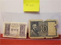 1939 - Italy 2 and 10 Lira - Good