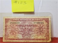 1943 - Belgium 5 Francs - Very Good