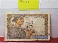 1942 - Banque De France 10 Francs - Very Good
