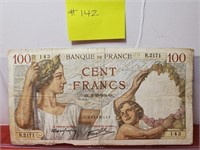 1939 - Banque De France 100 Cent Francs - VG