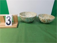 2 Multi Colored Glass Bowls