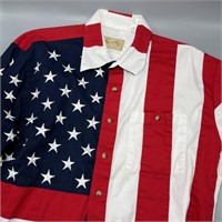 Vintage Scully American Flag Shirt XL Mens