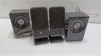 2 Logitech Speakers & 2 Samsung Speakers Q8B