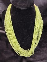 MULTI-STRAND BEADED NECKLACE / KEY LIME GREEN