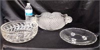 CLEAR GLASS SERVING DISHES / 3 PCS