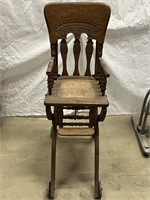Vintage Oak High Chair/Stroller