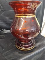 RED GLASS CANDLE HOLDER