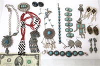 Vintage Native Boho Theme Jewelry w Faux Turquoise